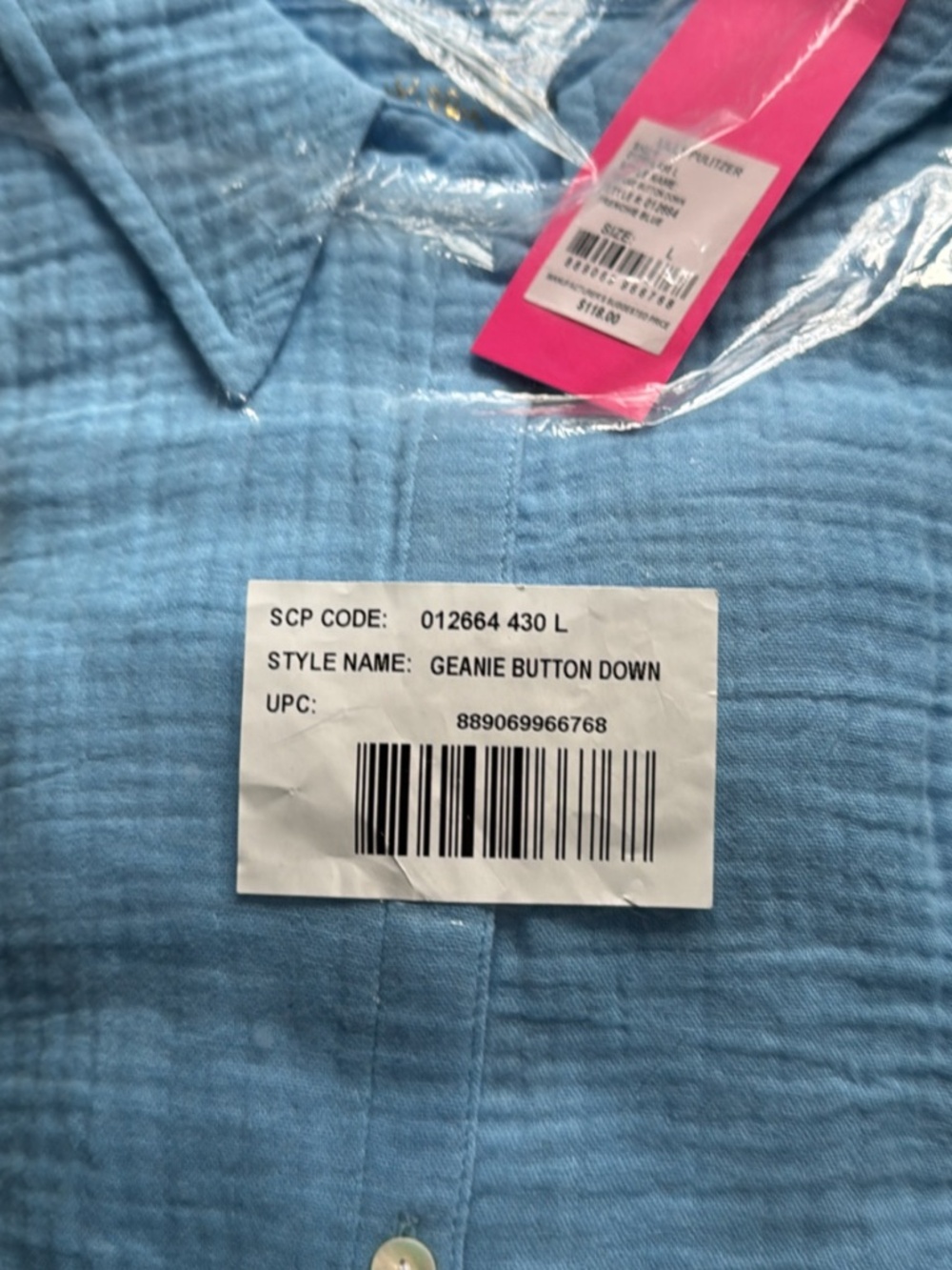Lilly Pulitzer Geanie Button Down Top Shirt Frenchie Blue L
